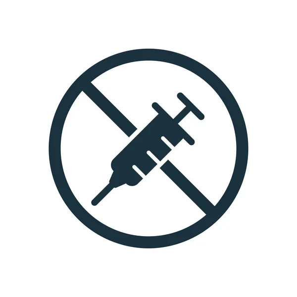 Stop Coronavirus vaccine by Syringe icon. Stop and No Vaccine sign. Anti-Vaccination Protest Silhouette icon. Rejecting Preventive and Vaccination Coronavirus Covid-19. Vector illustration — Stock Vector