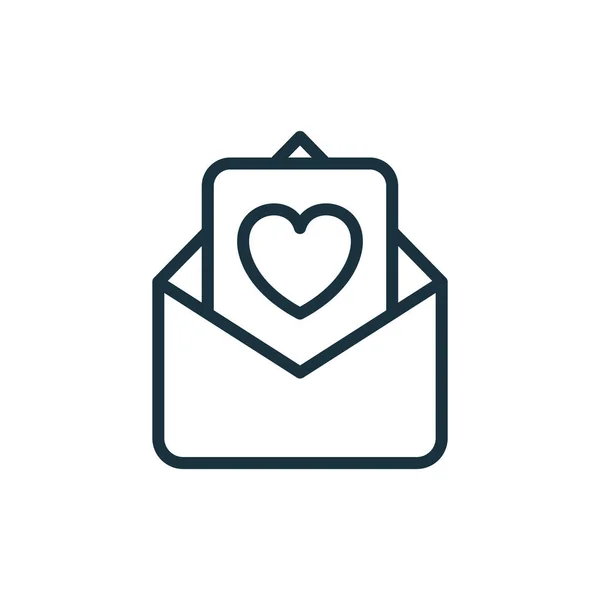 Alla hjärtans dag älskar vykort med kuvert. Omsorg, välgörenhet, volontärarbete och donera koncept. Kärlek Meddelande Linjär ikon. Romantiskt vykort eller Kuvert piktogram. Redigerbar stroke. Vektorillustration — Stock vektor
