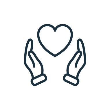 Aşk Kalbini Tutan Eller. Care, Save, Charity, Gönüllü olmak ve Bağış Konsepti. İyiliğin, sevginin, umudun ve merhametin sembolü. Aşk ve Hayırseverliğin sembolü. Düzenlenebilir felç. Vektör illüstrasyonu