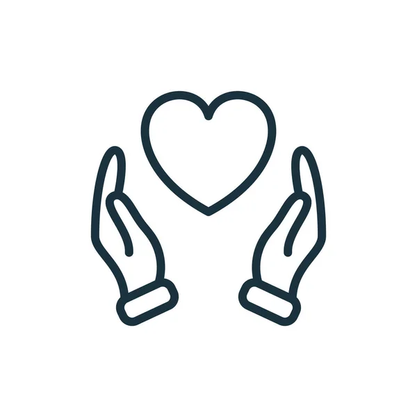 Руки держат сердце любви. Забота, спасение, благотворительность, волонтерство и пожертвование. Символ добра, любви, надежды и милосердия. Символ любви и милосердия. Редактируемый удар. Векторная иллюстрация — стоковый вектор
