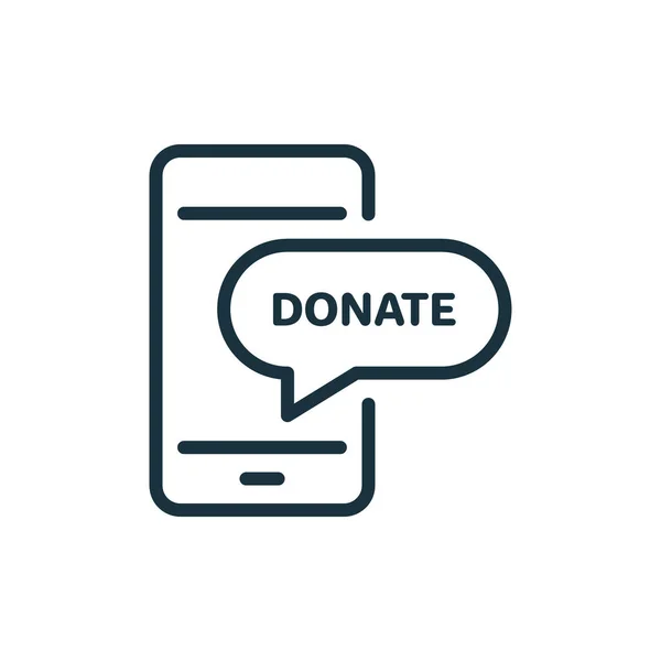 Online-Spenden am Telefon Icon. Web Mobile Giving Money und Assistance Linear Piktogramm. Internet Donate Outline Icon. Finance Help Konzept. Editierbarer Schlaganfall. Isolierte Vektorillustration — Stockvektor