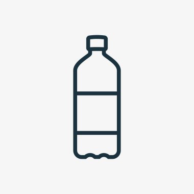 Su Şişe Hattı Simgesi. İçecek için plastik şişe, maden suyu, meyve suyu ve soda ikonu. Düzenlenebilir Vuruş. İzole Vektör İllüstrasyonu