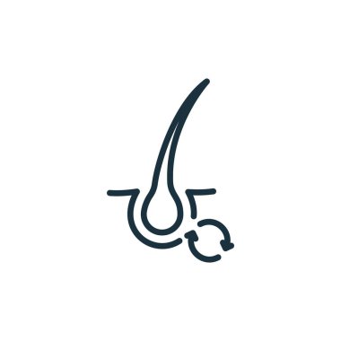 Saç Değiştirme Konsepti Satır Simgesi. Folikül ve Ampul Yenileme Terapisi Doğrusal Pictogram. Saç Bakımı Taslak Simgesi. Düzenlenebilir Vuruş. İzole Vektör İllüstrasyonu