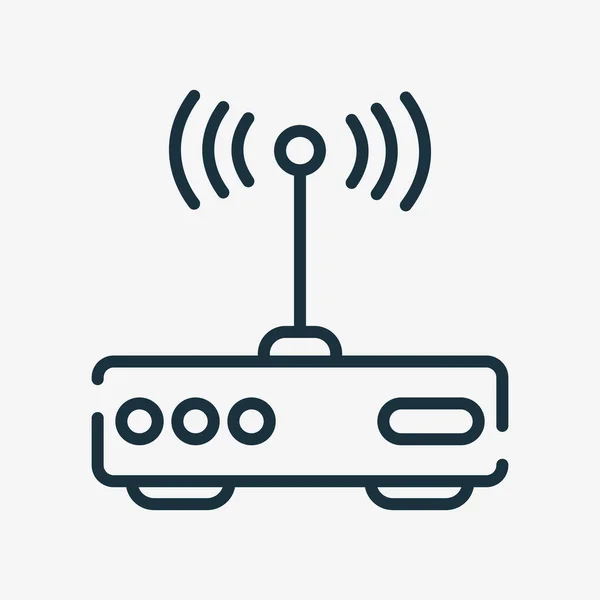 Ikona modemu. Piktogram liniowy routera internetowego. Kontur routera Wi-Fi. Edytowalny Stroke. Izolowana ilustracja wektora — Wektor stockowy