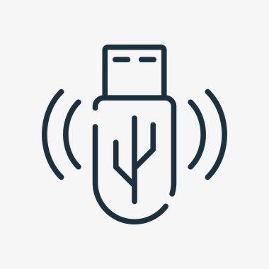 USB Flaş Sürücü Hattı Simgesi. Veri Doğrusal Simgesi için Hafıza Kartı. Düzenlenebilir Vuruş. İzole Vektör İllüstrasyonu