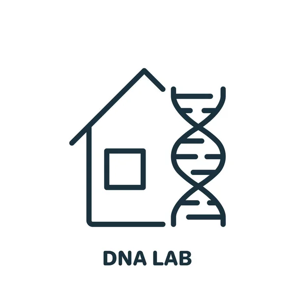 Tudomány Labor Kutatás DNS vonal ikon. Genetikai vagy mikrobiológiai analízis laboratóriuma Lineáris piktogram. Otthon DNS teszt vázlat ikon. Szerkesztő Stroke. Elszigetelt vektor illusztráció — Stock Vector