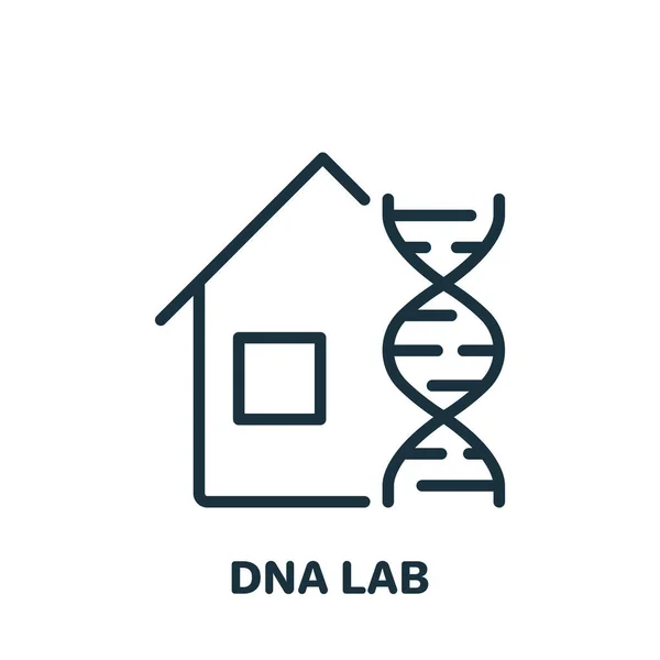 サイエンス研究室｜Dna Line Icon。遺伝学的または微生物学的解析のための研究室線形ピクトグラム.ホームDNA検査概要アイコン。編集可能なストローク。絶縁ベクトルイラスト — ストックベクタ