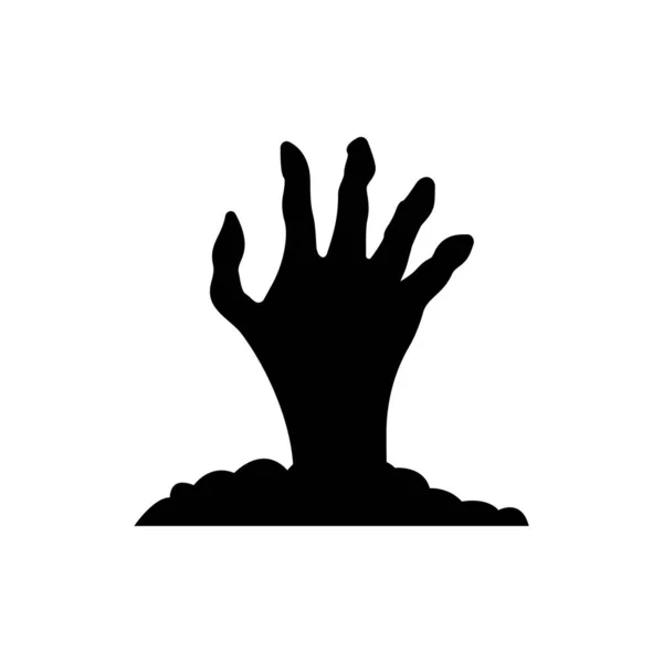 Dead Mans Hand Sticking Out Ground Silhouette Icono. Zombies Hand Halloween Decorations Glyph Pictogram (en inglés). Black Scary Monsters Bony Arm for Halloween Icon (en inglés). Ilustración vectorial aislada — Vector de stock