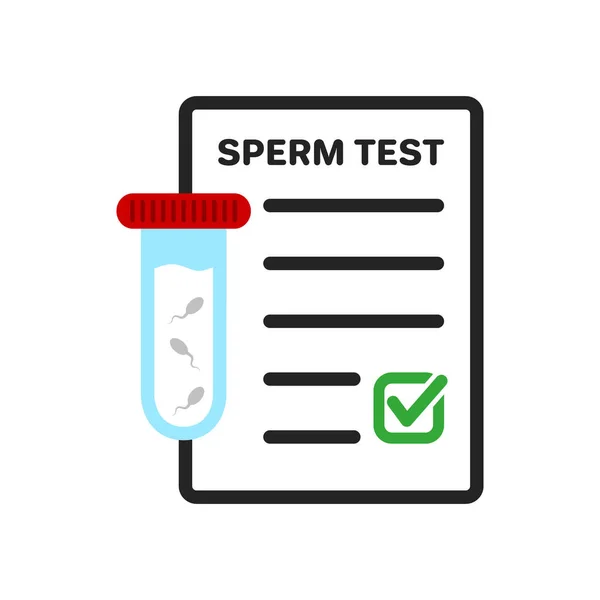 Résultat du test de sperme sur Clipboard Flat Icon. Sperme Analyse médicale pour la paternité ou l'infertilité Icône. Concept de recherche en laboratoire sur le sperme. Illustration vectorielle isolée — Image vectorielle