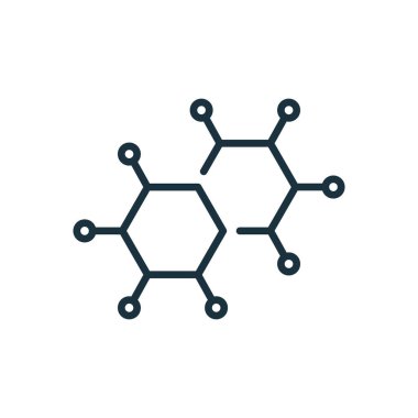 Yapı Ağı Moleküler Hat Simgesi. Atom Bağlantısı Yapısı Doğrusal Piktogram. Şekil Molekül Hidrojen, Oksijen, Su Taslak Simgesi. Düzenlenebilir Vuruş. İzole Vektör İllüstrasyonu