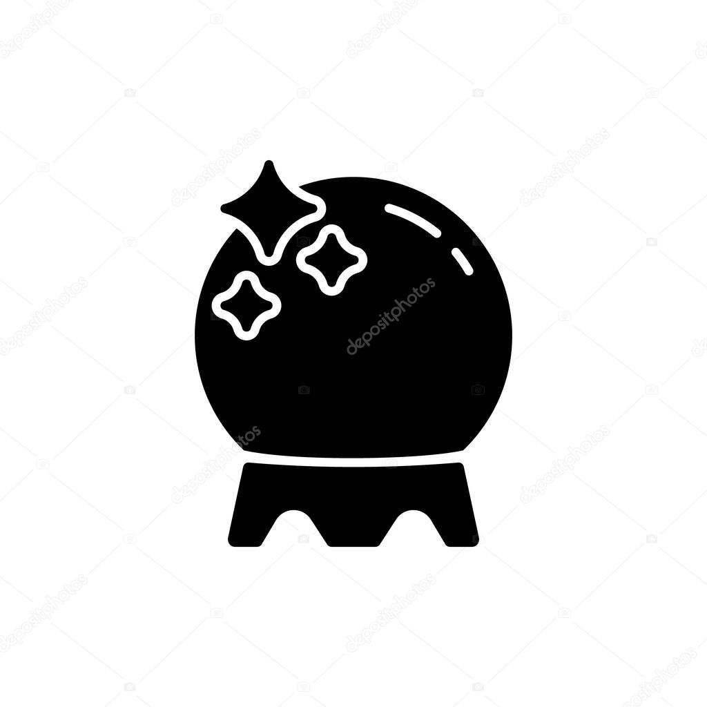 Halloween Crystal Ball Silhouette Icon. Magic Ball for Predict and Guess Future Glyph Pictogram. Globe for Wizard, Divination, Witchcraft, Astrology Icon. Isolated Vector Illustration