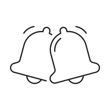 İki Çan Halkası Simgesi. Uyarı ve Hatırlatma Sembolü. İletişim ve Dikkat Çekici Taslak. Düzenlenebilir Vuruş. İzole Vektör İllüstrasyonu.