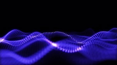 Siyah arkaplanda alfa kanallı soyut mavi ses dalgaları animasyonu. Ses frekanslarının görsel temsili, müzik ve teknoloji projeleri için mükemmel. 4K.