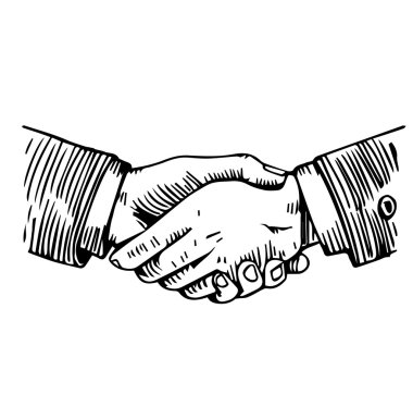 Beyaz gravür el sıkışma