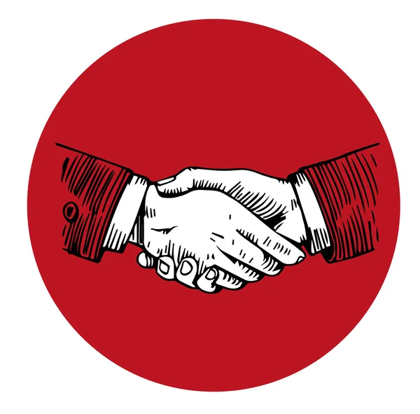 Handshake engraving in red circle — Stock Photo, Image
