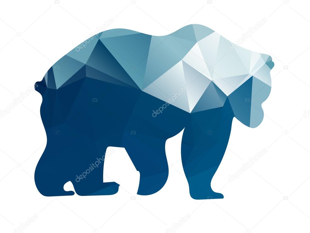 Silhouette a bear with modern polygonal background