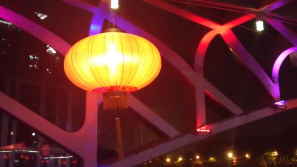 Schöne Globenlaternen in der Nacht, Shenzhen — Stockvideo