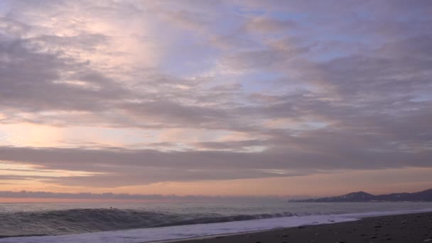 Boa Noite Mar Céu Pintado Tons Pastel Rosa Azul Capa — Vídeo de Stock