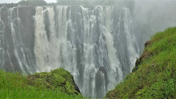 Unique Victoria Falls Collapses Gorge Powerful Streams Abyss Shrouded Fog — Stock Photo, Image