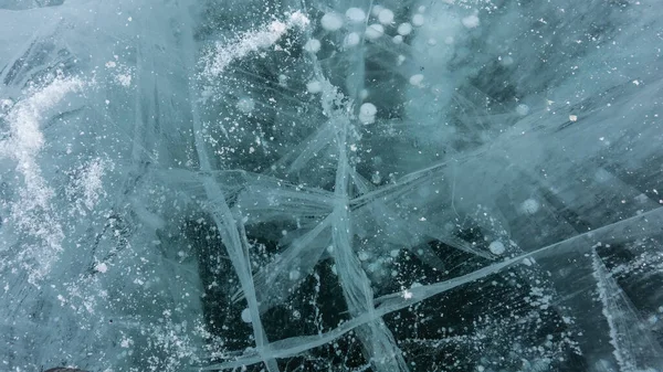Türkise Eisfläche Nahaufnahme Vollständiger Rahmen Detail Sehen Sind Sich Schneidende — Stockfoto