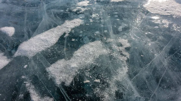 Hielo Transparente Turquesa Lago Congelado Primer Plano Modo Pantalla Completa —  Fotos de Stock