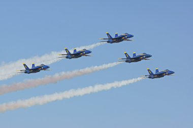 AirplaneBlue Angels F-18 Hornet jet fighters flying at El Centro Air Show clipart