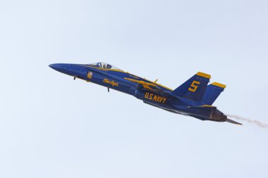 Uçak Blue Angels Deniz Kuvvetleri F-18 jet 2016 Los Angeles hava Fuarı'nda uçan avcı