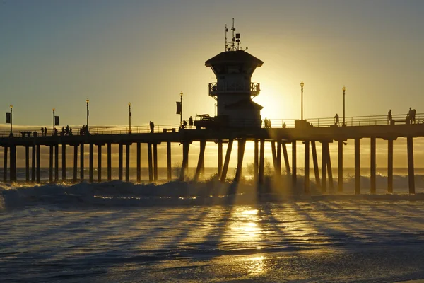 Oceano Pacífico Huntington Beach Pier Califórnia — Fotografia de Stock