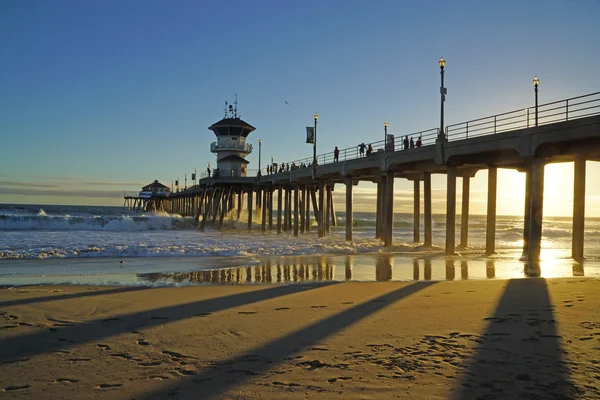 Oceano Pacífico Huntington Beach Pier Califórnia — Fotografia de Stock