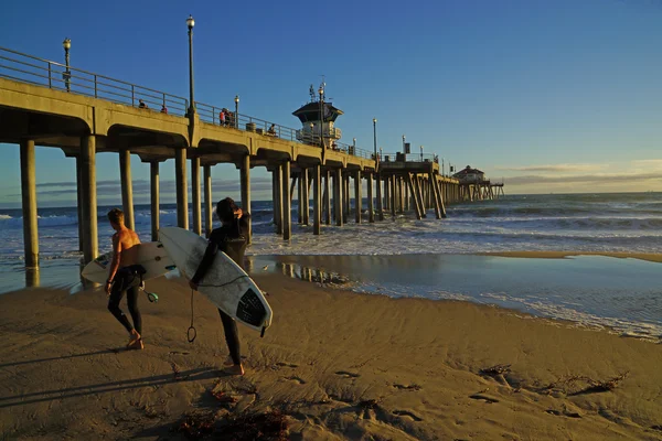 Oceano Pacífico Huntington Beach Pier Califórnia — Fotografia de Stock