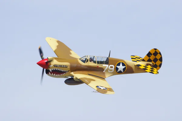 Air Show performances and sunrise at 2015 Los Angeles Air Show including WWII Airplanes and Military Jet Aircraft along with the Budweiser Clydesdale Horses and dalmatian mascot — Stock Photo, Image