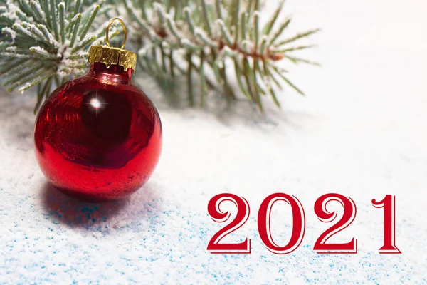 Nieve 2021 Decoración Año Nuevo Para Navidad Año Nuevo 2021 — Foto de Stock
