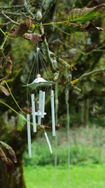 Sonbaharda Ceviz Ağacı 'nda Rüzgar Çanı Meditasyon ve Rahatlama Konsepti