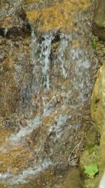 Dağ Akıntısı. Yavaş Çekimde Akış, Sahne Doğası Arkaplanı.