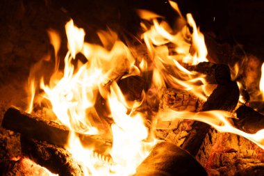 Parlak Alevlerle Isınan Odun Yatay Arkaplan