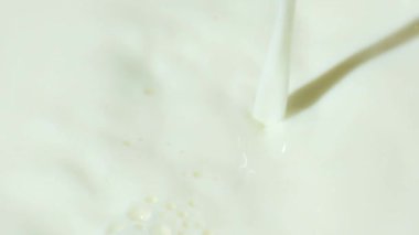 Organik süt akışının yavaş çekim makro çekimi.