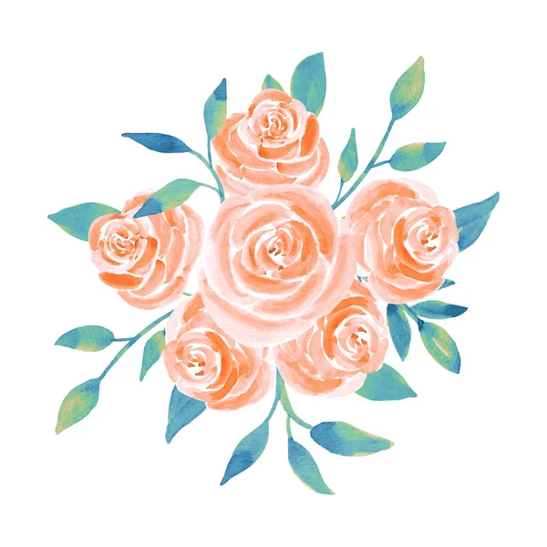 Aquarela rosa flores buquê ilustração — Fotografia de Stock