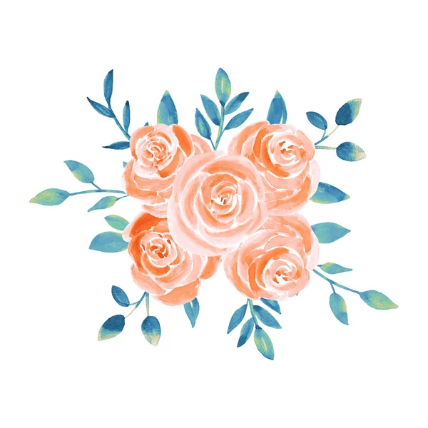 Aquarela rosa flores buquê ilustração — Fotografia de Stock