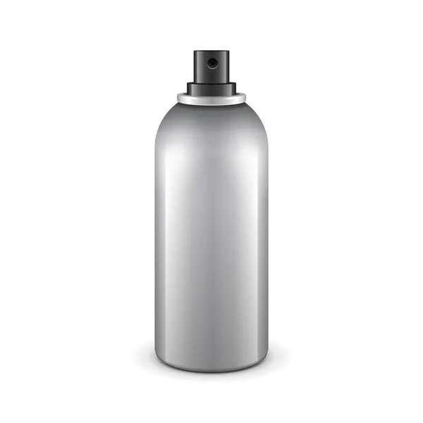 Gray Aerosol Spray Metal 3D Bottle Can Paint, Graffiti, Desodorante. Plantilla Mock Up listo para su diseño. Vector EPS10 — Archivo Imágenes Vectoriales