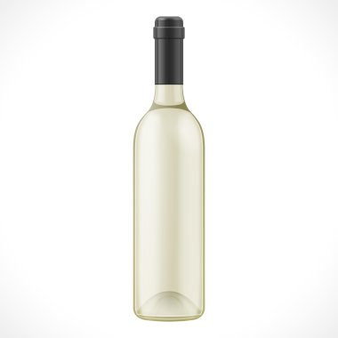 Yellow Glass Wine Cider Bottle. Illustration Isolated On White Background. Mock Up Template Ready For Your Design. Product Packing Vector EPS10. Isolated.