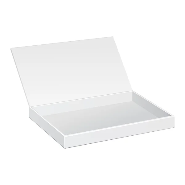 Άνοιξε το κουτί λευκό Χάρτινη συσκευασία. Δώρο καραμέλα. Σε άσπρο φόντο απομονωμένη. Mock Up πρότυπο έτοιμο για το σχέδιό σας. Προϊόντος συσκευασία διάνυσμα Eps10 — Διανυσματικό Αρχείο