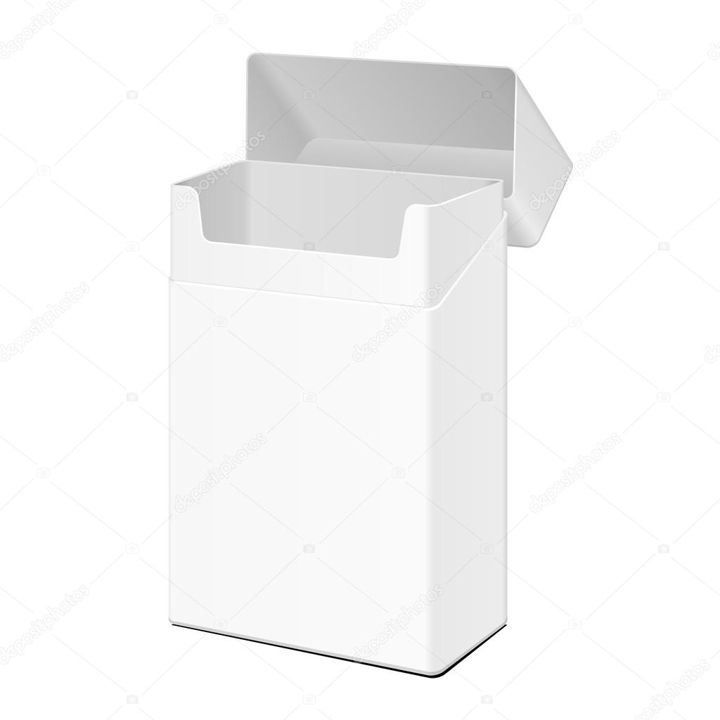 opened blank wide white slim cigarettes pack box illustration