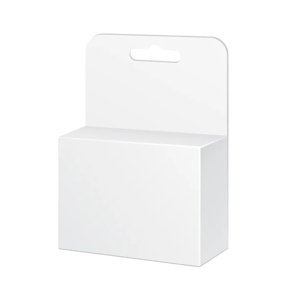 White Product Package Box with Hang Slot. Бланк на белом фоне Изолированный. Составьте шаблон Ready для вашего дизайна. Вектор упаковки продукта EPS10 — стоковый вектор