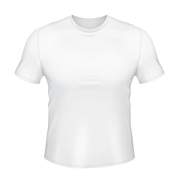 Plantilla de diseño de camiseta blanca para hombre. Al frente. Ilustración Aislado sobre fondo blanco. Plantilla Mock Up listo para su diseño. Vector EPS10 — Vector de stock