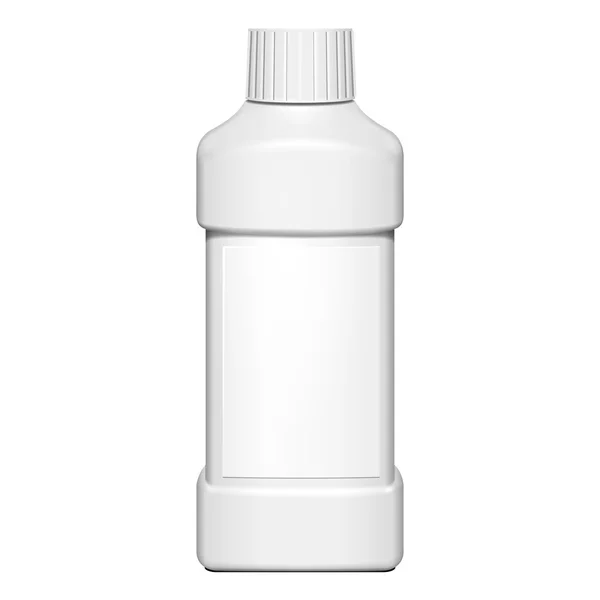 Bottiglia di plastica corta, shampoo, gel o lozione su sfondo bianco isolata. Falsificare il modello pronto per il vostro disegno. Vettore di imballaggio del prodotto EPS10 — Vettoriale Stock