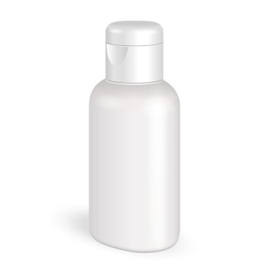Mock Up Krem, Şampuan, Jel Veya Losyon Plastik Şişe Beyaz Arka Plan İzole. Tasarımınız için hazır. Ürün Paketleme VektörÜ Eps10