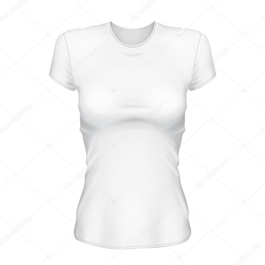Female Woman White T Shirt Design Template Front Illustration Isolated On White Background