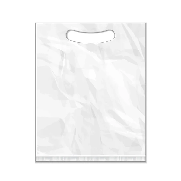 Disposable Plastic Bag Package Grayscale Template On White Background Isolated. Mock Up Template Ready For Your Design. Product Packing Vector EPS10. Isolated — Stock Vector