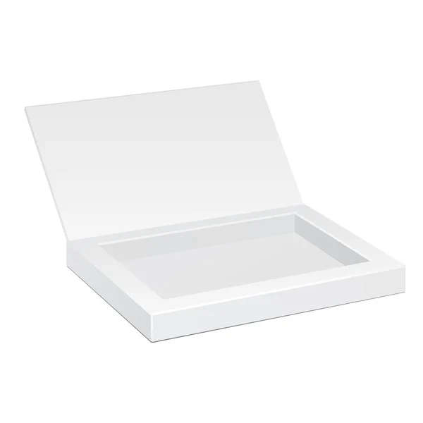 Відкрито білу картонну коробку. Подарункові цукерки. На білому тлі ізольовано. Зробити шаблон готовим для вашого дизайну. Вектор упаковки продукту EPS10 — стоковий вектор