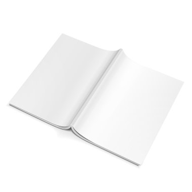 Açık dergi, kitap, kitapçık, broşür boş. Beyaz arka plan üzerinde izole. Şablon hazır tasarımınız için alay. Ürün Ambalaj vektör Eps10